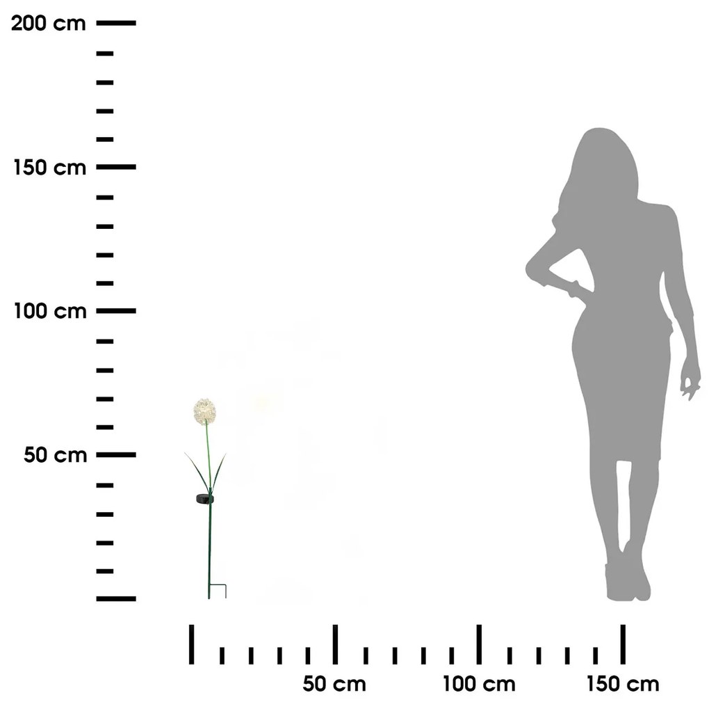 Zapichovacie záhradné solárne svetlo Flower, 70 cm, kov/plast, biela