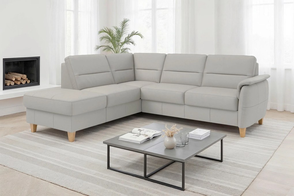 XXXLutz ROHOVÁ SEDAČKA, textil, koža, svetlosivá Sit & More - Sedačky - 00014403325F