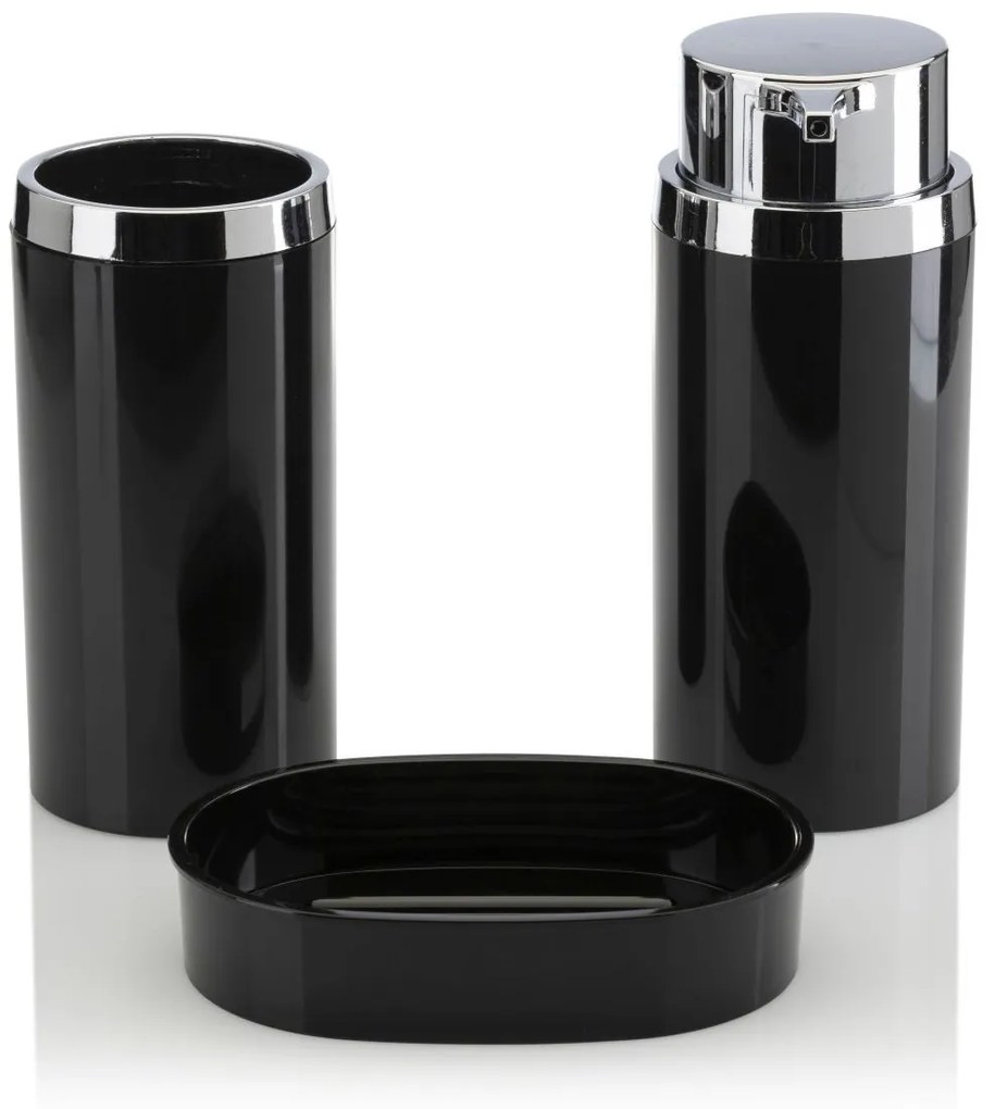 Sada kúpeľňových doplnkov Carmen čierna/prvky s chrómovou povrchovou úpravou