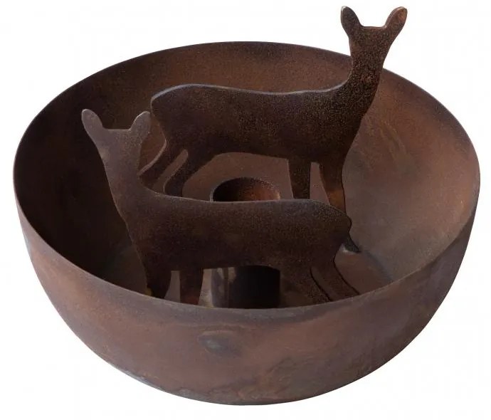 Candle Bowl Deer Brown Antique (dia15,5cm)