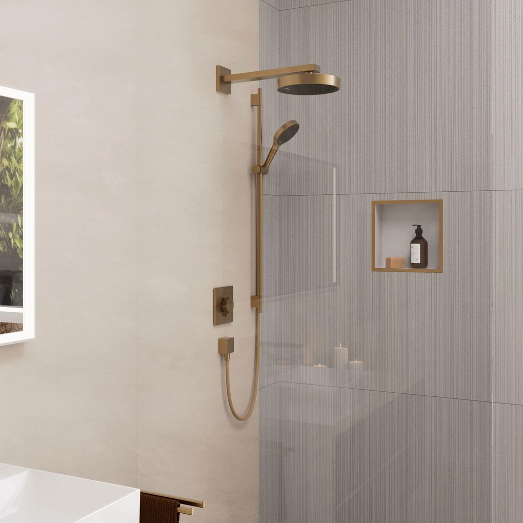 Hansgrohe Rainfinity, sprchová sada 130 3jet EcoSmart s tyčou S Puro 90 cm, kartáčovaný bronz, HAN-28744140
