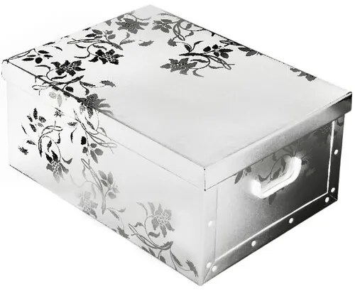 Úložný box s vekom Ornament 51 x 37 x 24 cm, biela
