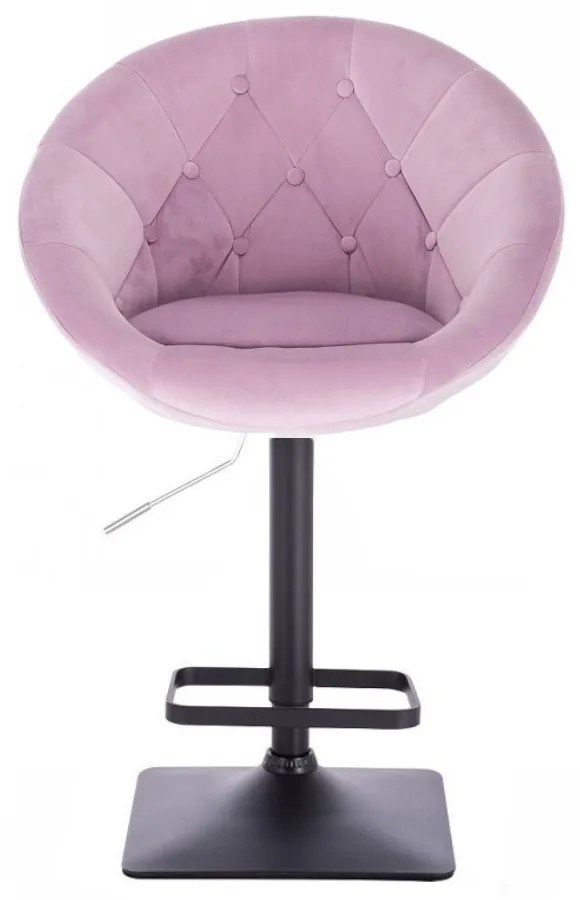 LuxuryForm DESIGN Barová stolička VERA VELUR na čiernej hranatej základni- levanduľa
