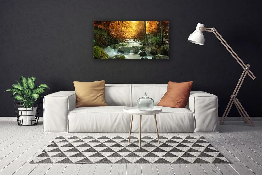 Obraz Canvas Vodopád príroda les jeseň 120x60 cm