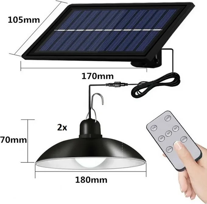 Solárny svetelný systém - čistá biela - 2 x 30 x LED dióda + diaľkový ovládač