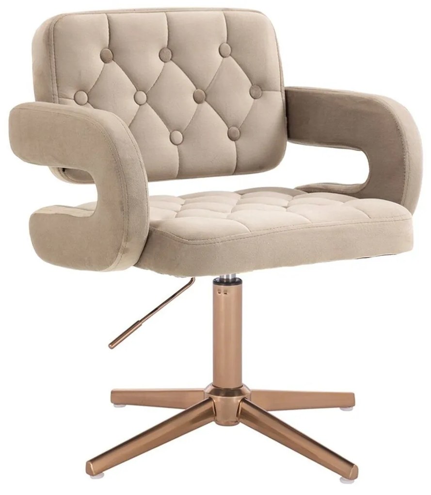 LuxuryForm DESIGN Stolička ADRIA VELUR na zlatom kríži - latte