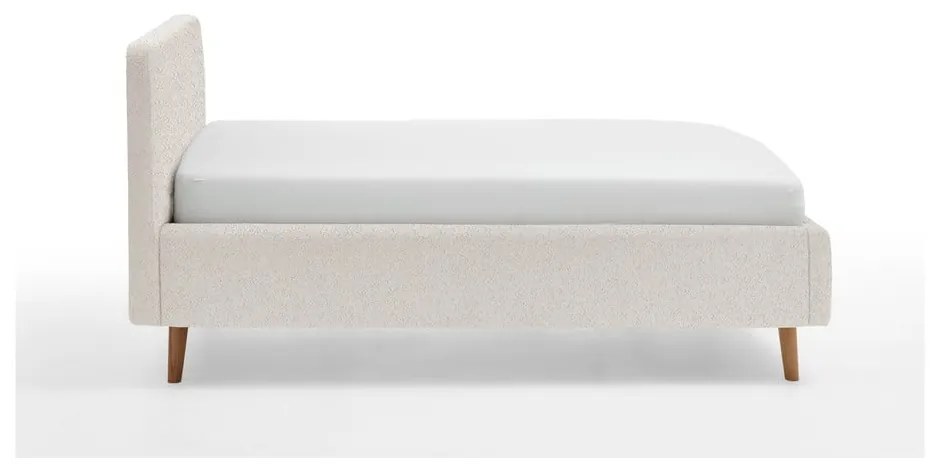 Biela čalúnená dvojlôžková posteľ s úložným priestorom s roštom 140x200 cm Mattis – Meise Möbel