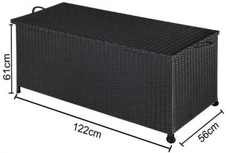 InternetovaZahrada Úložný box 122cm x 56cm x 61cm - čierna s kolieskom