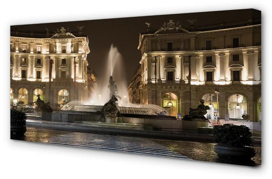 Obraz na plátne Rome Fountain Square v noci 100x50 cm