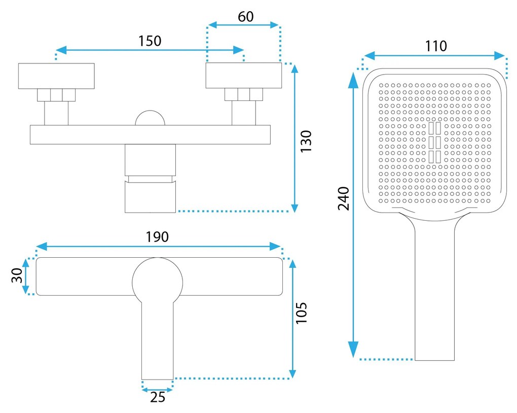 Rea Argus, sprchová batéria s ručnou bodovou sprchovou súpravou, zlatá lesklá, REA-B6408