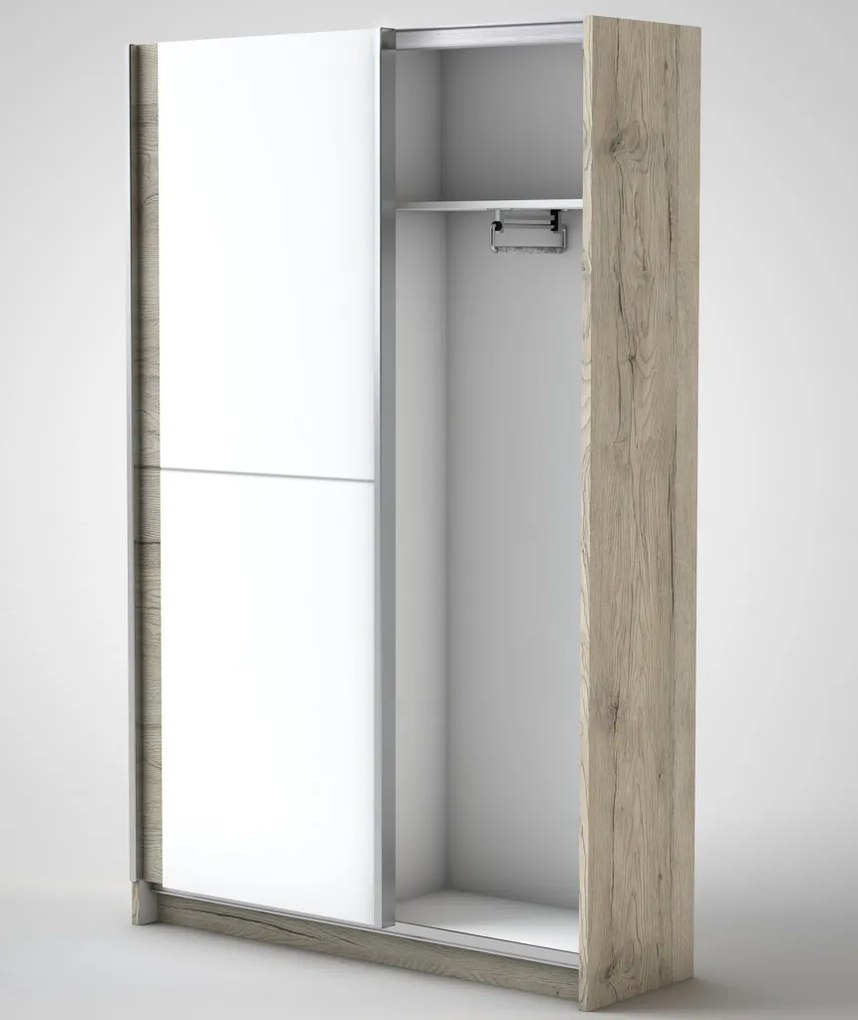 Šatníková skriňa Heimo, 125 cm, dub san remo/biela