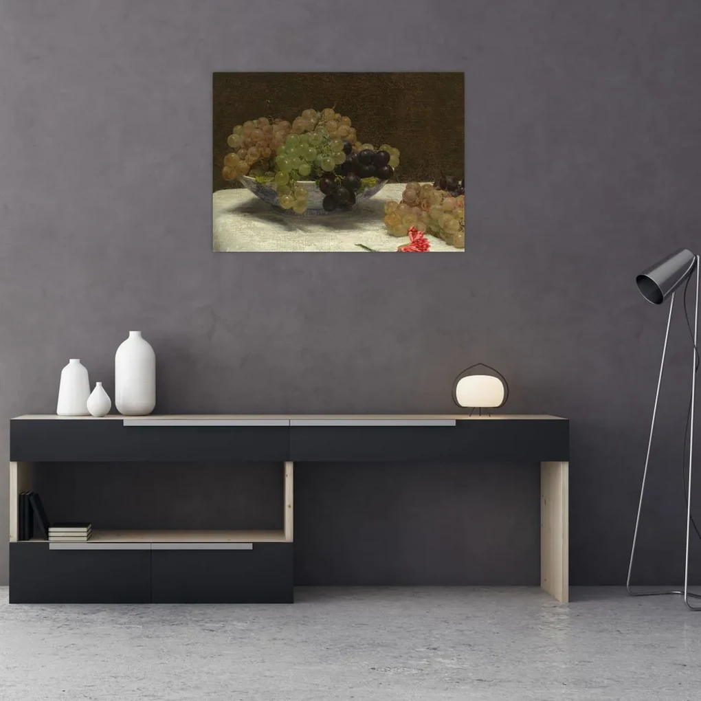 Obraz - Henri Fantin-Latour, Still Life with Grapes and a Carnation, reprodukcia (70x50 cm)