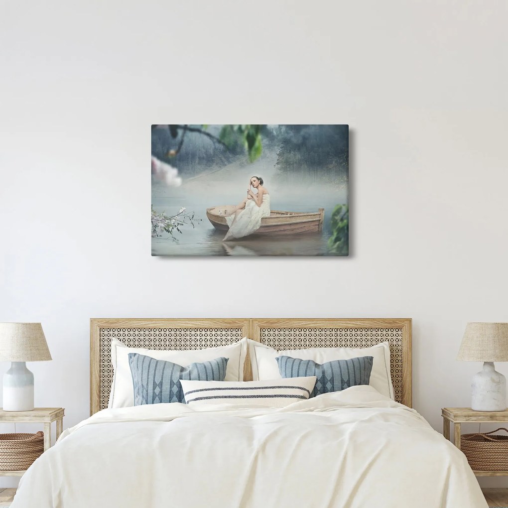 Obraz - Žena na loďke (90x60 cm)