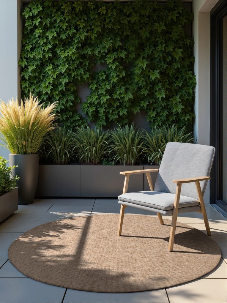 Kusový koberec Duet Rosel 106252 Beige/White kruh - na von aj na doma, 160x160 (priemer) kruh, béžová, chodba / predsieň, NORTHRUGS