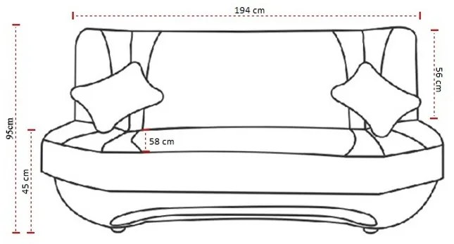 Rozkládací pohovka EWA II, 194x95x92, sawana21/soft17