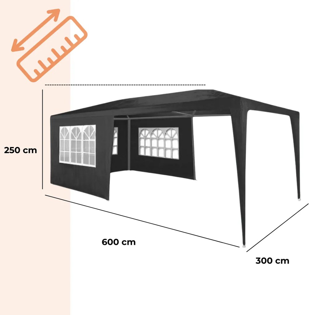 Párty stan NEAPOL, 3x6m, antracitová Jurhan