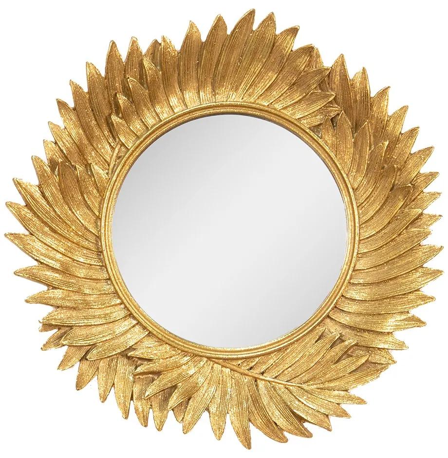 Zlaté antik nástenné zrkadlo s ozdobným lemom - Ø 25*3 cm