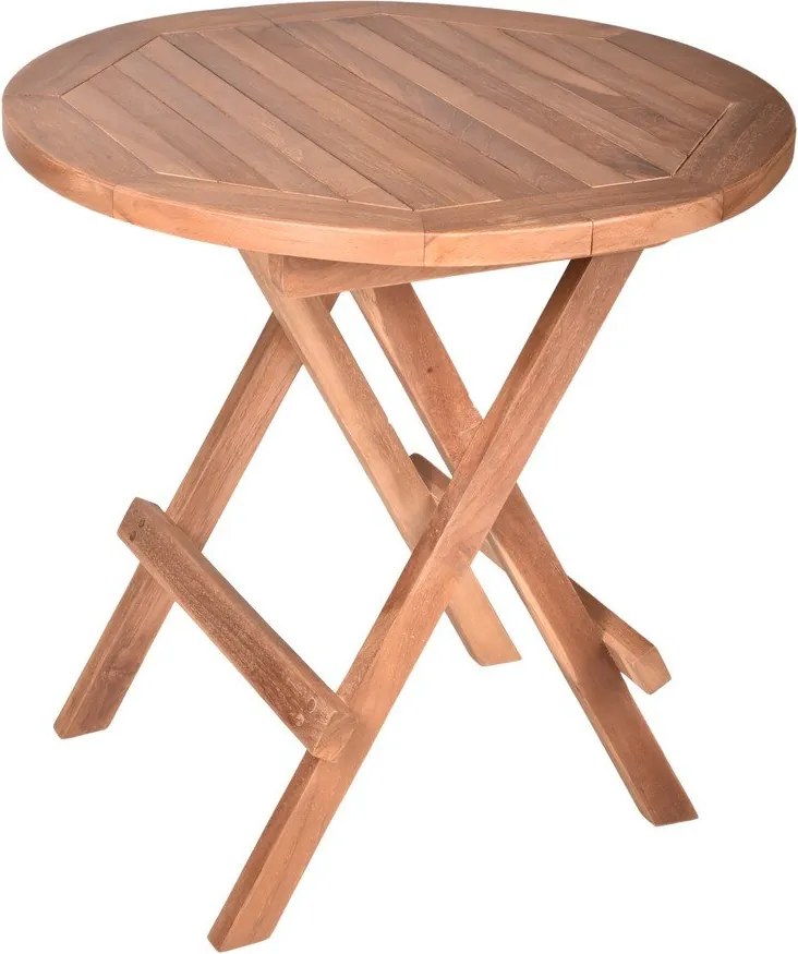 Okrúhly záhradný odkladací stolík z tíkového dreva ø 50 cm Mitan – Garden Pleasure