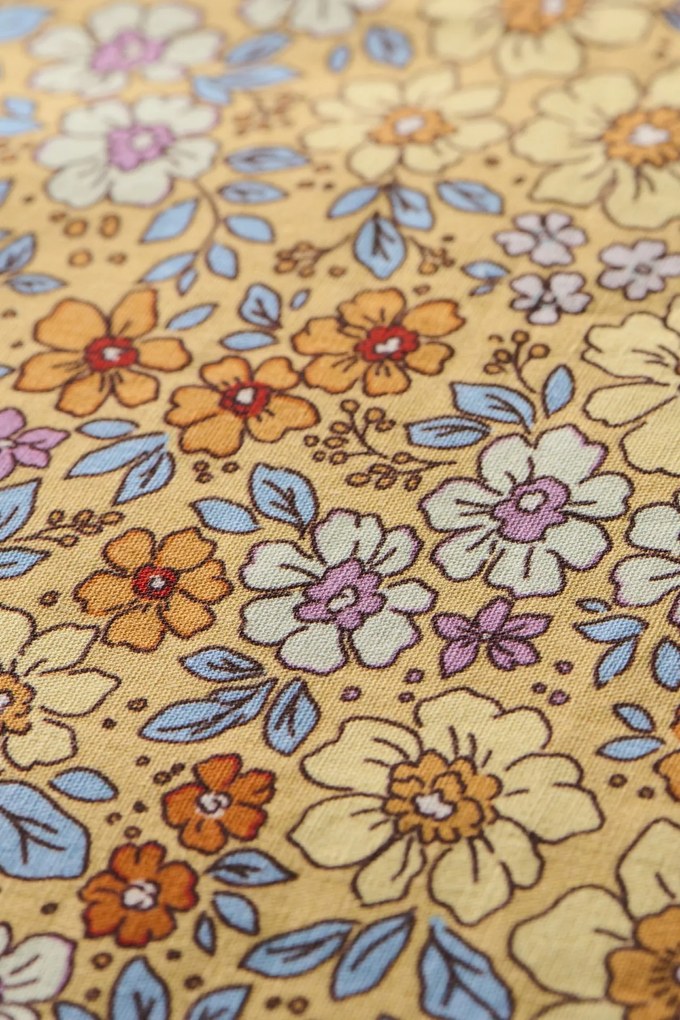 Ib Laursen Bavlnený poťah na vankúš Dusty Yellow / flowers 60 × 60 cm