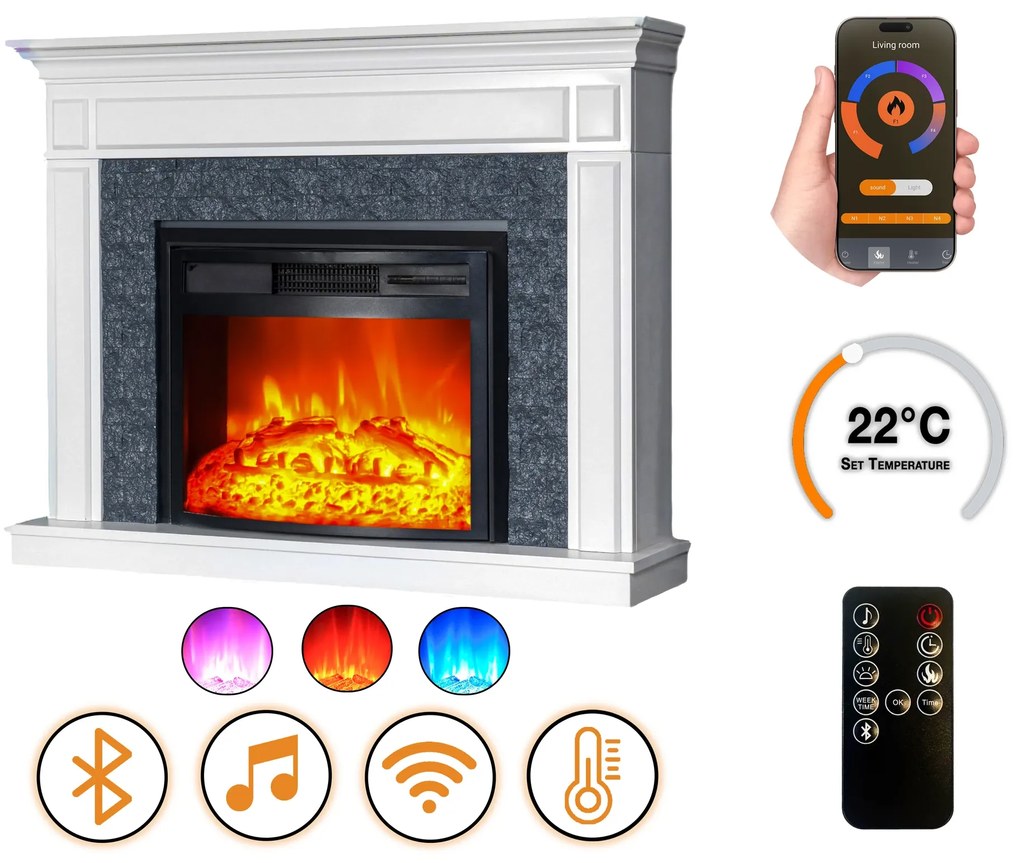 Elektrický krb DLC Morella White EF 4, 900/1800 W