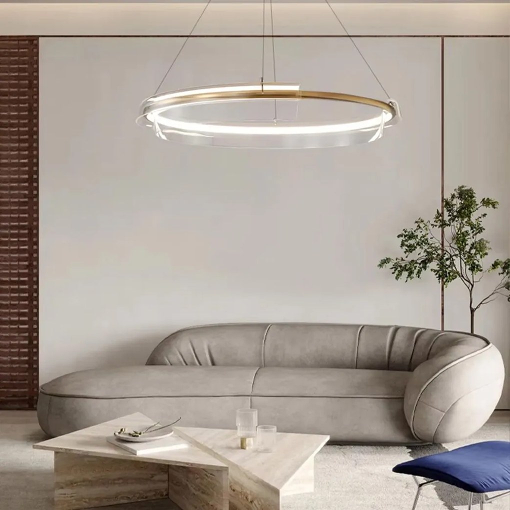 Toolight Toolight, LED závesné svietidlo 58cm s diaľkovým ovládaním APP1672-CP, zlatá matná, OSW-06137