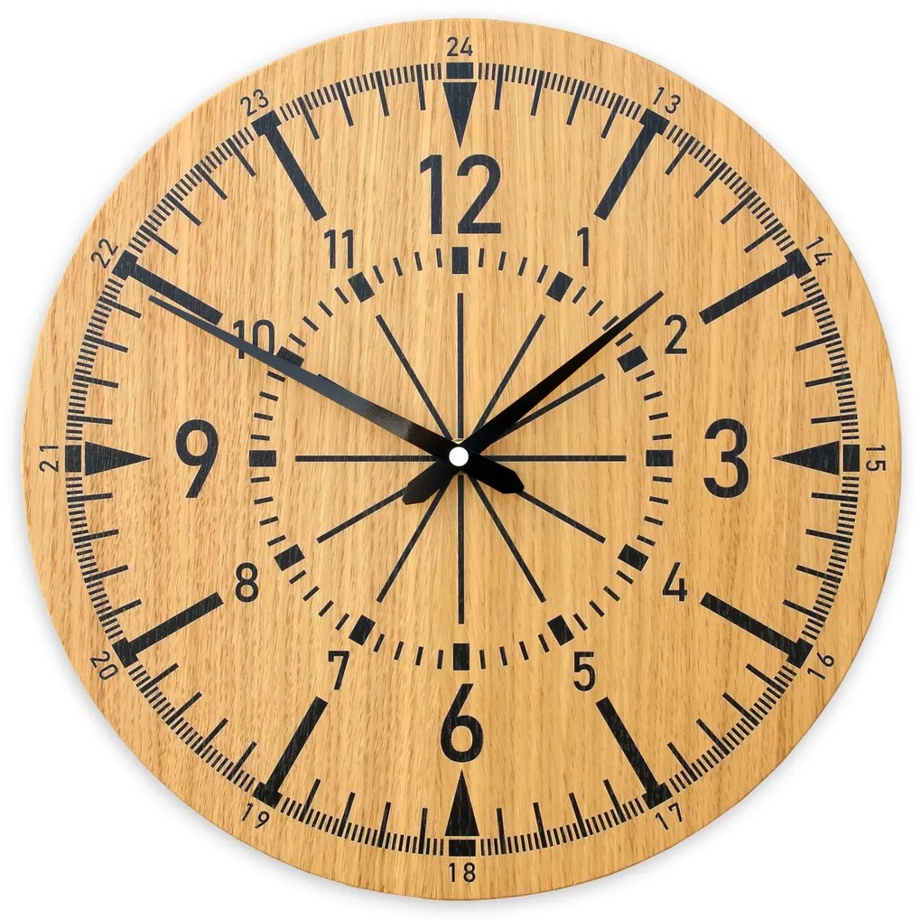 Drevené nástenné hodiny Avatar 33 cm dub prírodný/čierny