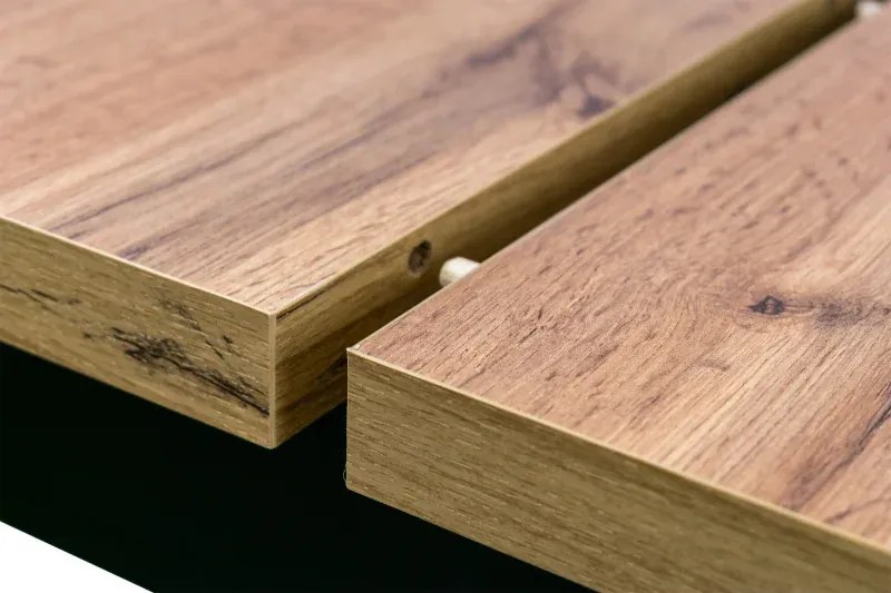 Rozkladací jedálenský stôl COBALT 120x80 + 40 - dub wotan/čierna