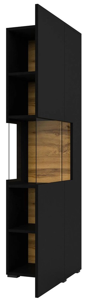 Vitrína Avernic Typ 05 (onyx čierna + dub wotan). Akcia -20%. Vlastná spoľahlivá doprava až k Vám domov. 1042061