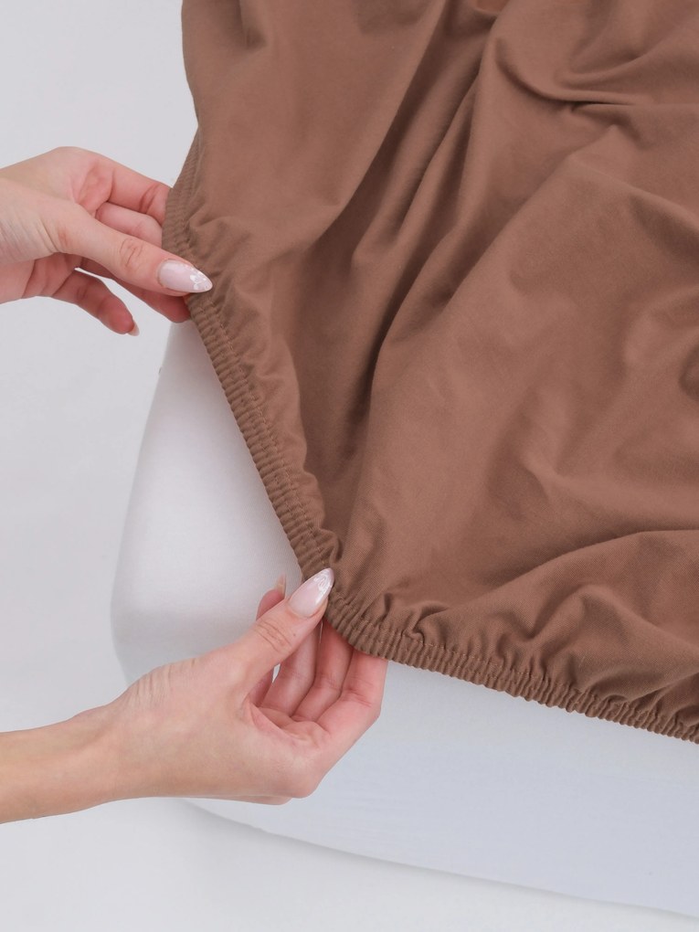 Jersey plachta s elastanom Deluxe 140 × 200 cm – mocha mousse