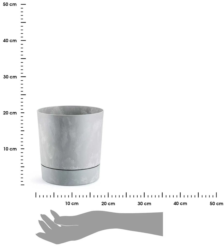 PLASTOVÝ KVETINÁČ AZALEA 17,5X18,5 CM IMITÁCIA BETÓNU SIVÁ