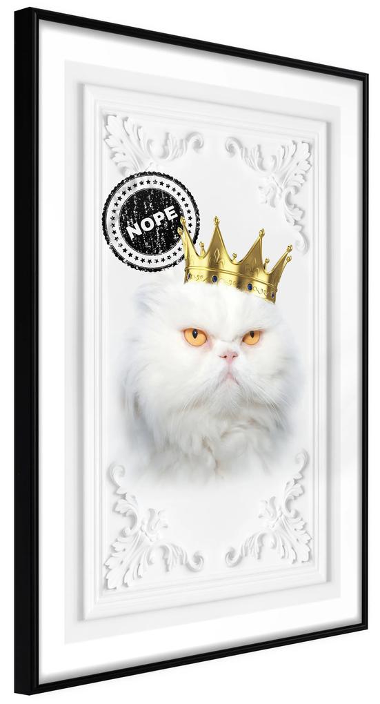 Artgeist Plagát - The King Cat [Poster] Veľkosť: 20x30, Verzia: Zlatý rám s passe-partout