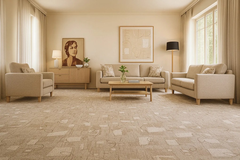 AladinWorld Expres, Metrážny koberec Libra 39, na mieru, šíře 4m,5m, béžová, filc, chodba / predsieň