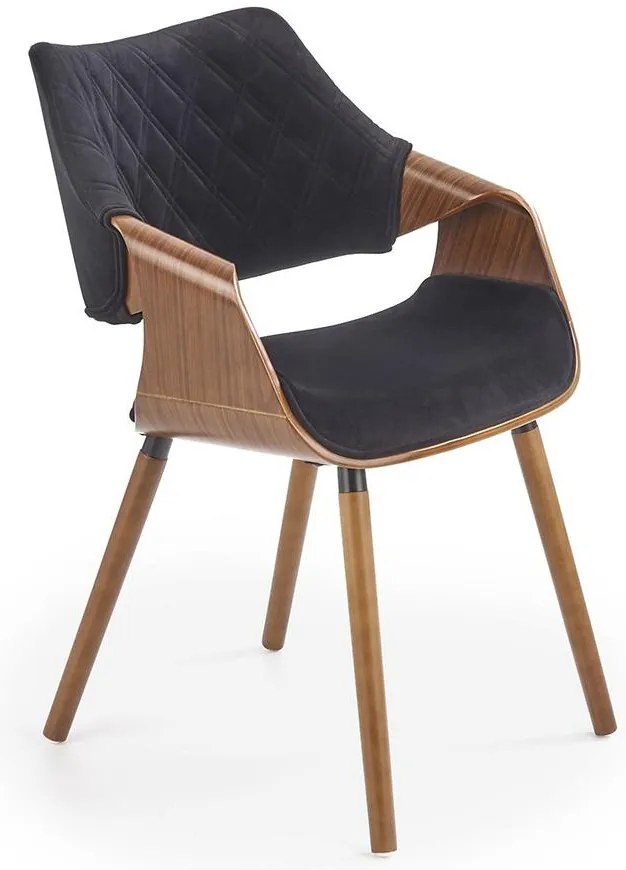 Stolička K396 drevo/velvet orech/čierna 56x55x77