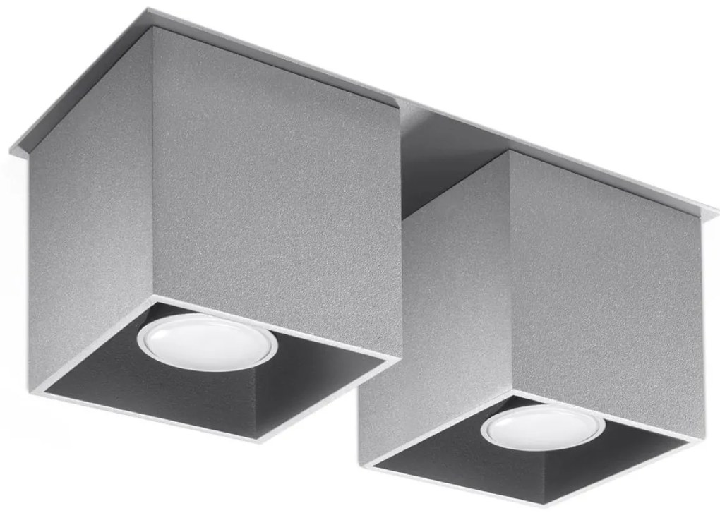 Stropné svietidlo Quad, 2x sivé kovové tienidlo