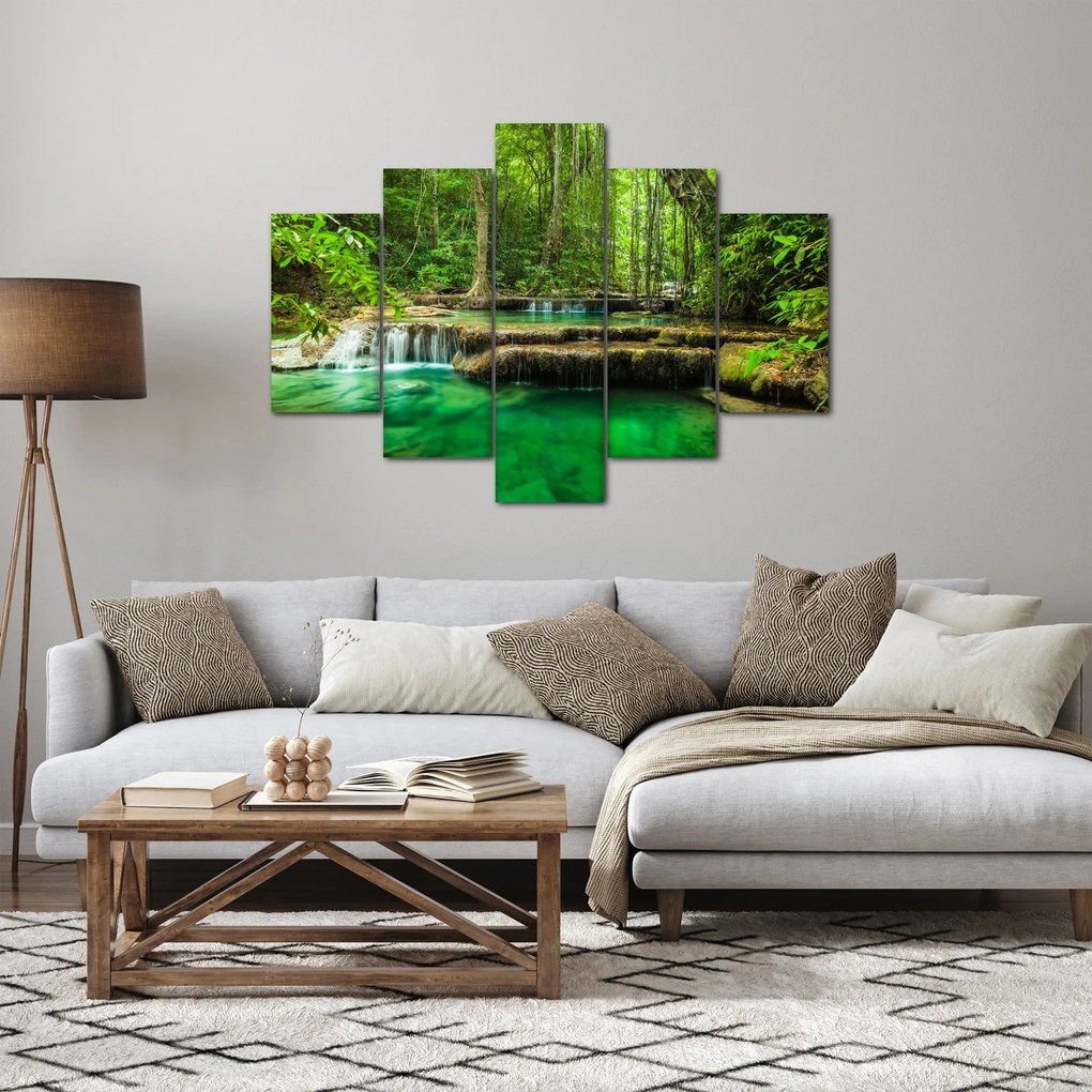 Obraz - Vodopád Erawan v Kanchanaburi, Thajsko (150x105 cm)