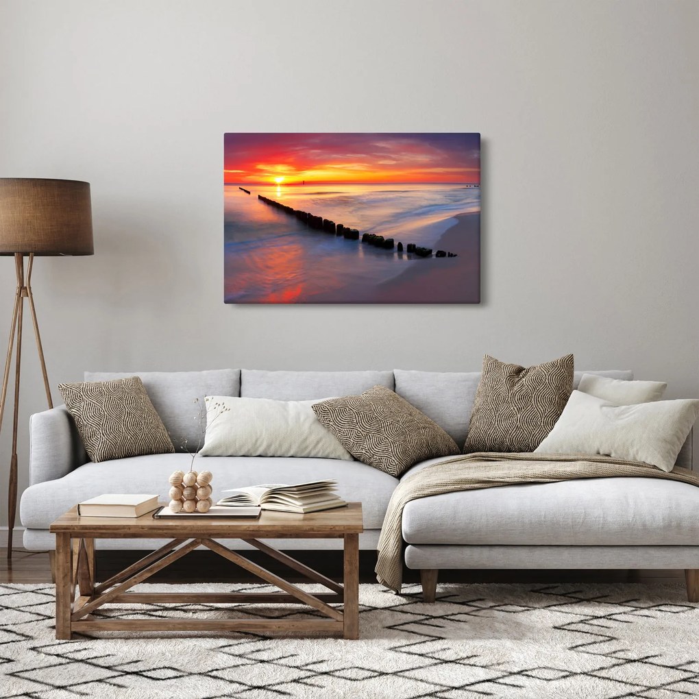 Obraz - Západ slnka, Baltské more, Poľsko (90x60 cm)