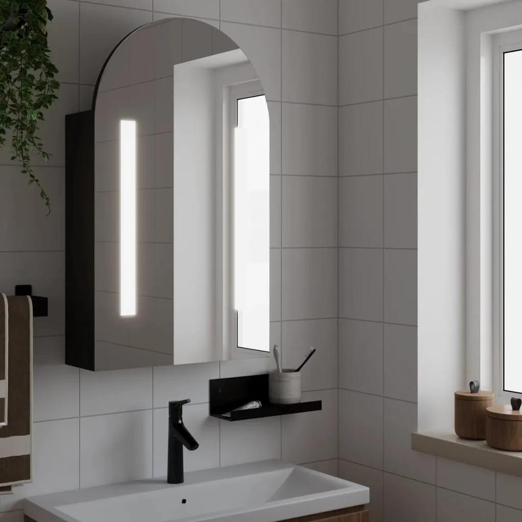 Kúpeľňová zrkadlová skrinka s LED oblúková čierna 42x13x70 cm 357975