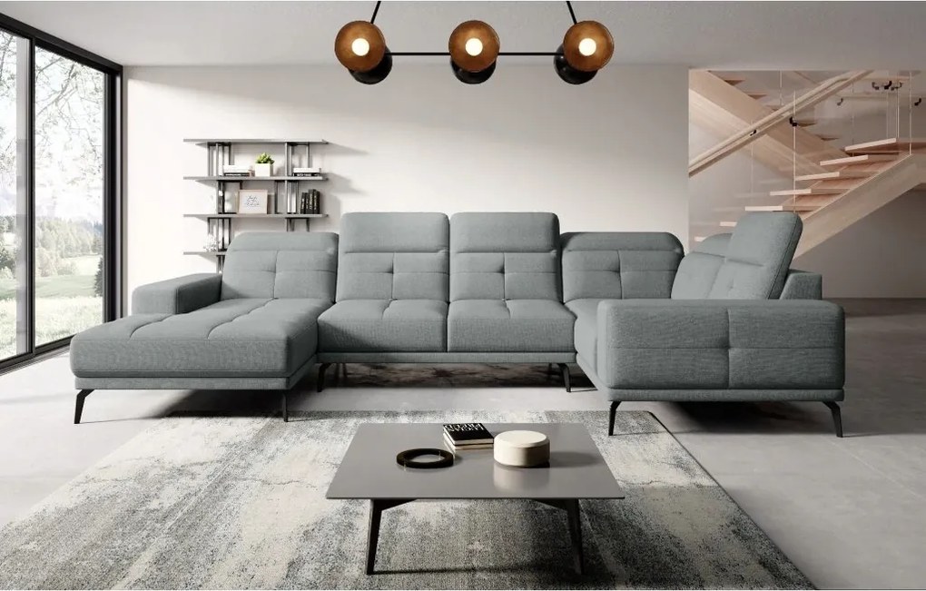 Rohová sedačka v tvare U Nicolette (svetlosivá) (p)