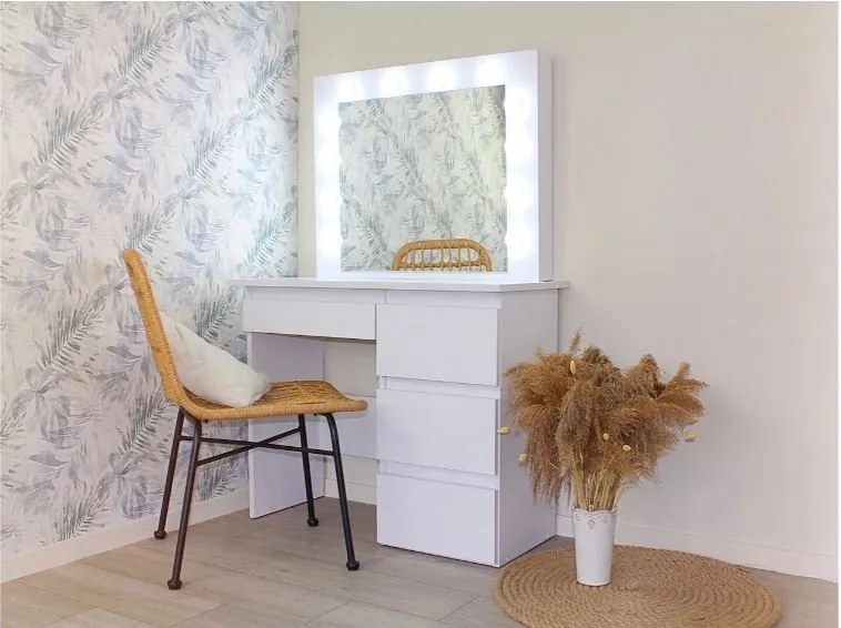 Bestent Toaletný stolík s LED zrkadlom Cleopatra White