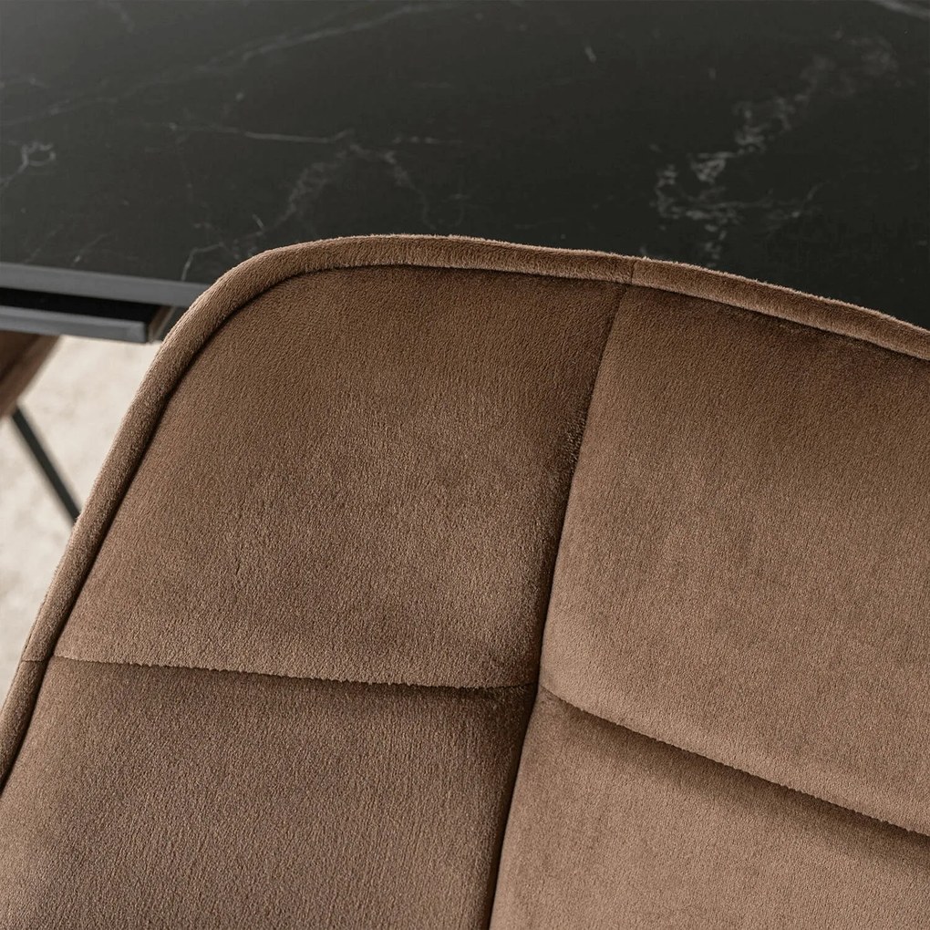Vintino Otočné Kreslo MESSINA hnedý zamat čierne nohy