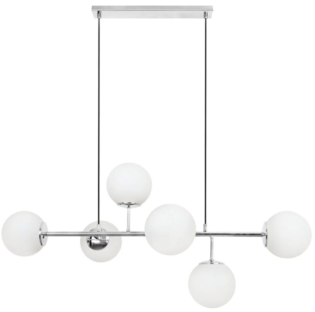 Závesne svietidlo Florence 1, 6x biele sklenené tienidlo, CH