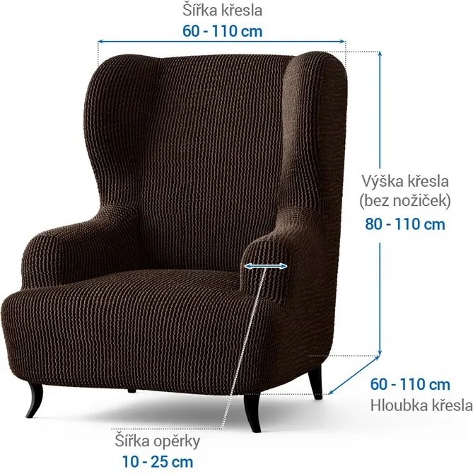 Bielastické poťahy COSTINA tabaková kreslo ušiak (š. 60 - 110 cm)