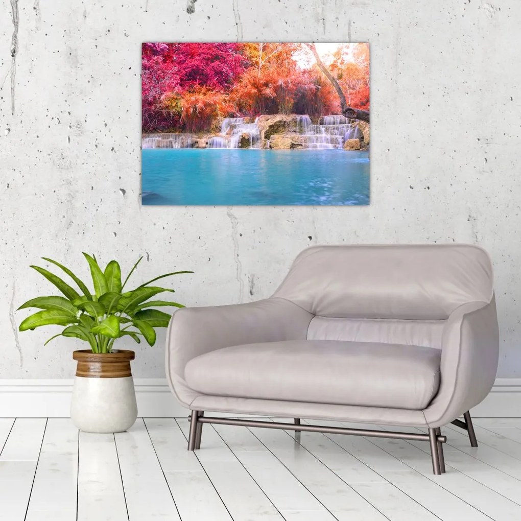 Obraz tyrkysovej lagúny, Laos, Tat Kuang Si (70x50 cm)
