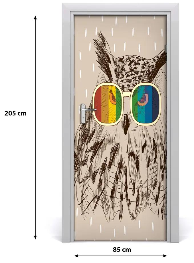 Samolepiace fototapety na dvere Sovy s okuliarmi 85x205 cm