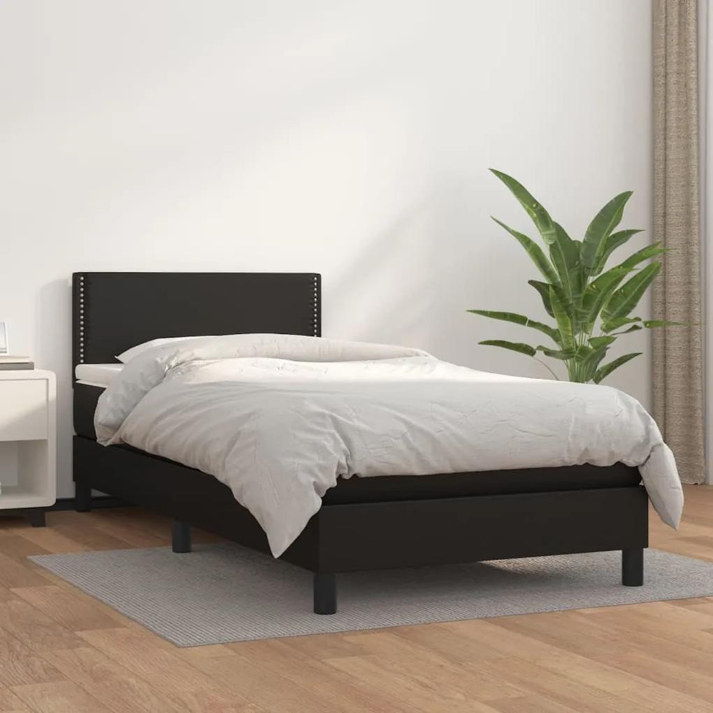 Boxspring posteľ s matracom čierny 90x190 cm umelá koža 3141035