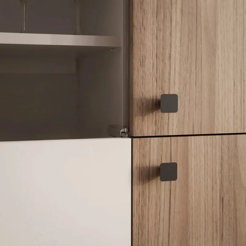 Moderná vitrína AYLIN kráľovský orech + kašmír