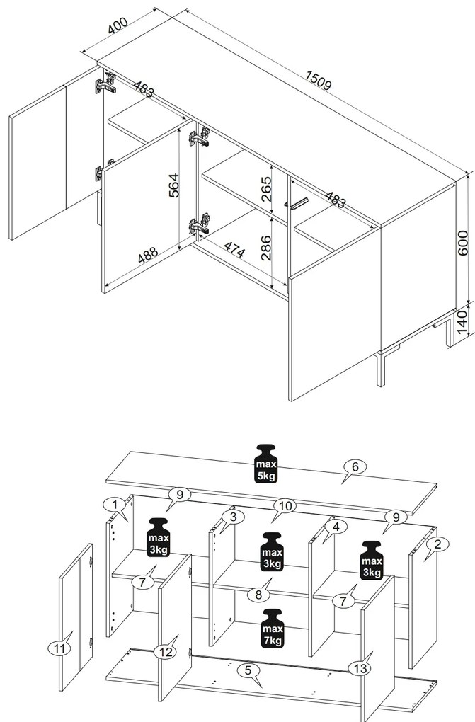 Cama Moderná komoda Merci 3D