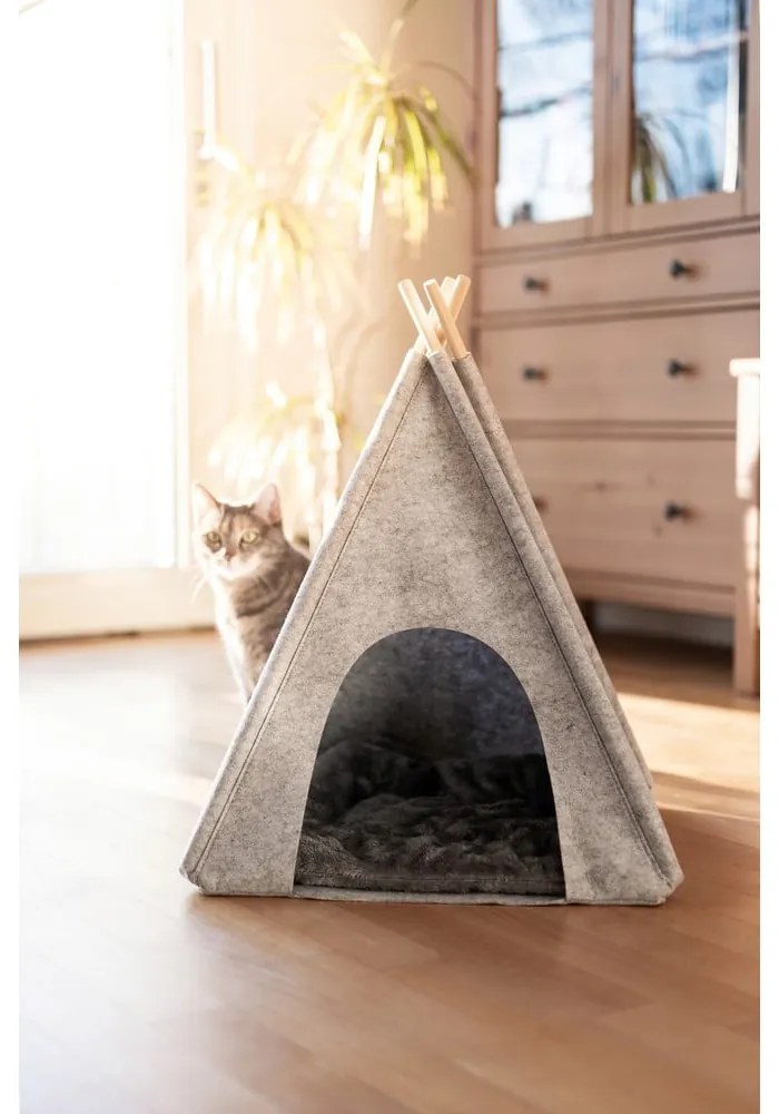 Svetlosivý teepee stan pre domácich maznáčikov Wenko