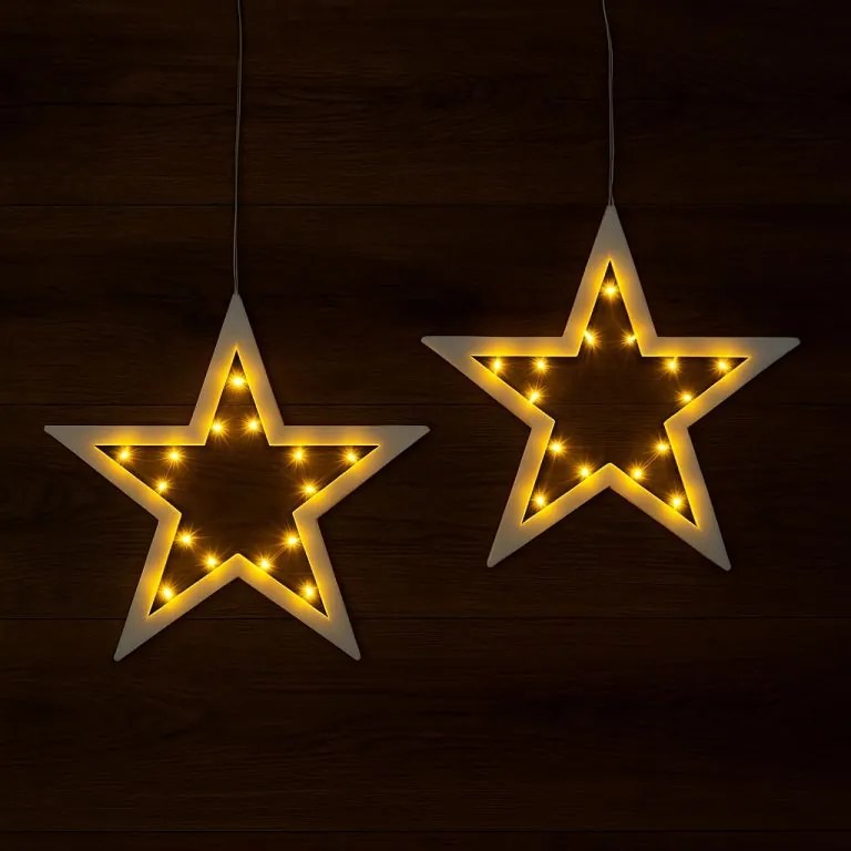 Nexos 68199 Sada vianočných hviezd 20 LED, teplá biela, 2 ks