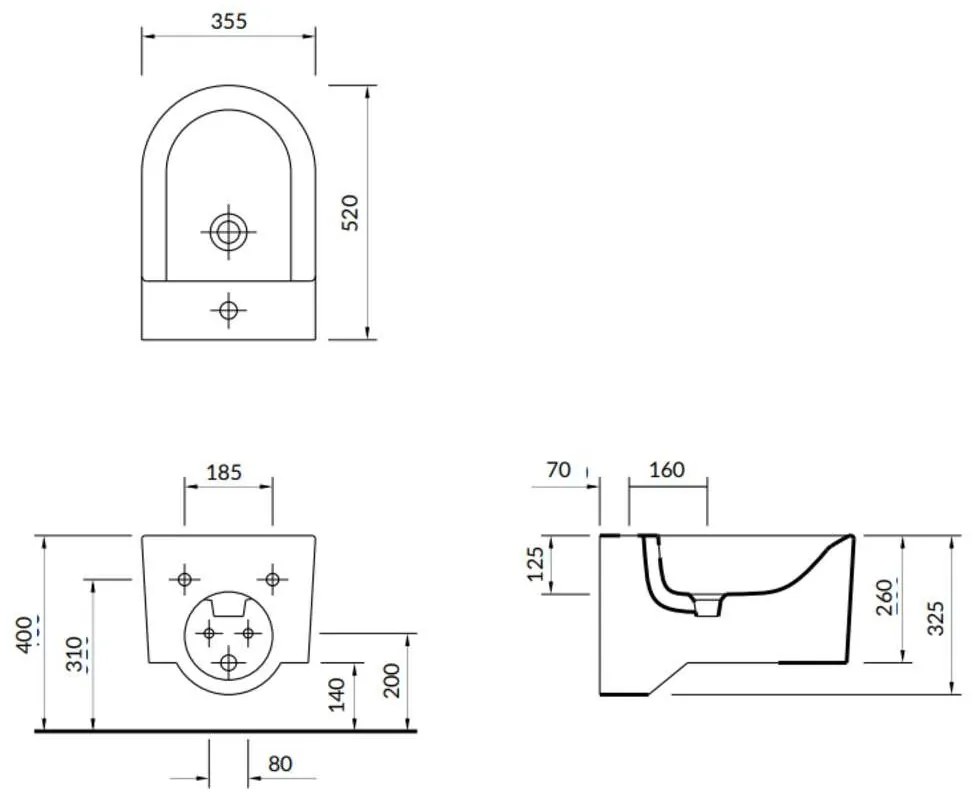 Cersanit INVERTO závesný bidet 52 x 35,5 cm, Biela, K671-002